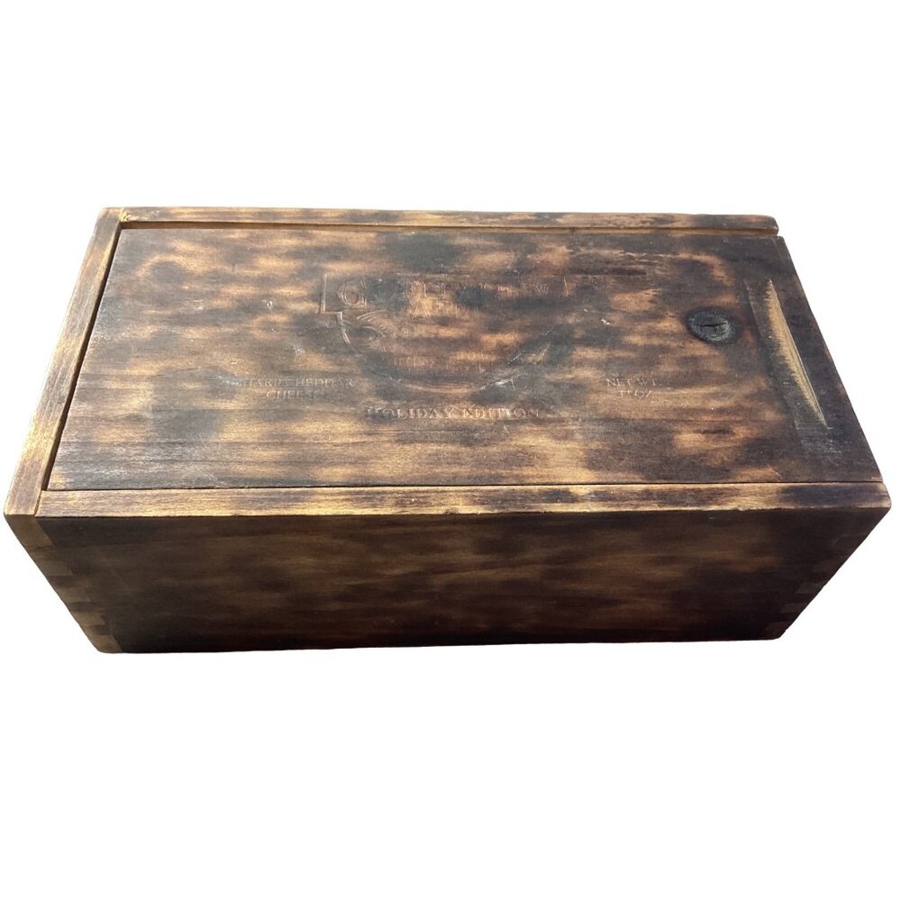 Vintage Glenview Farms Holiday Edition Cheddar Cheese Box * 2003 * Brown  Wood